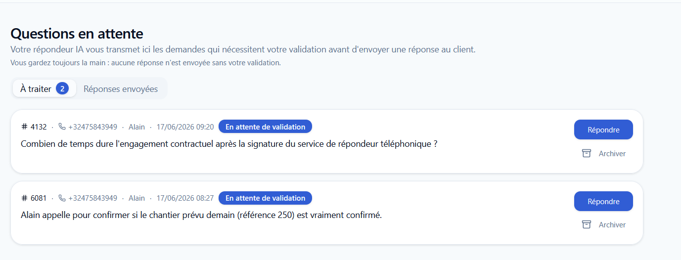 Validation avant envoi